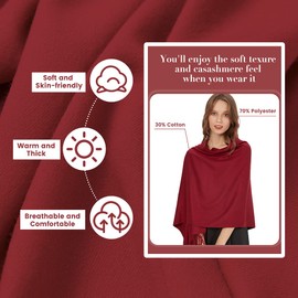 MaaMgic Women's Large Soft Cashmere Feel Pashmina Shawls Wraps Light Winter Scarf,Burgundy