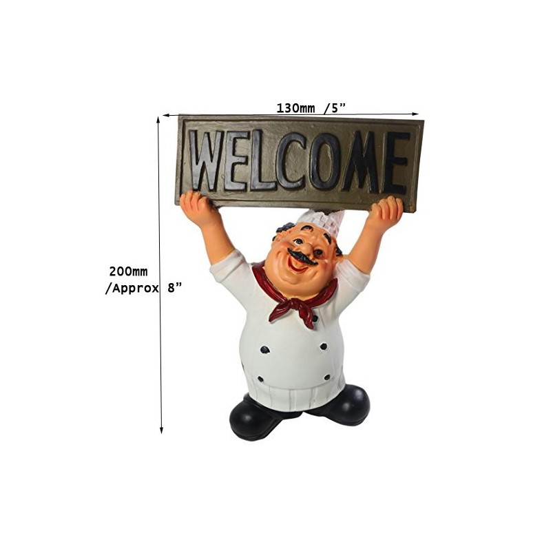 KiaoTime Chef Figurine with WELCOME Sign Board Plaque Home Kitchen