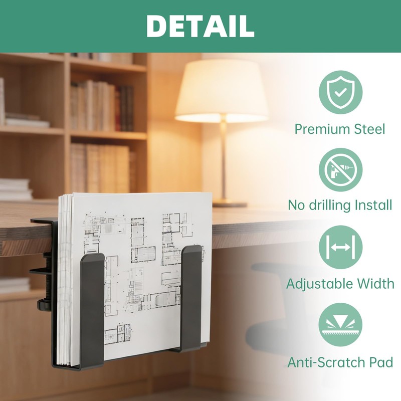 FOROIRON Adjustable Side Laptop Mount, No Drill Desk Storage Organizer,