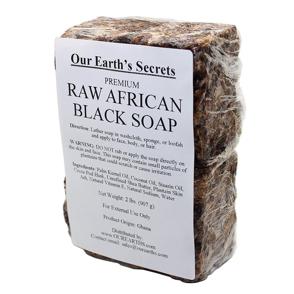 Our Earth's Secrets Natural Raw African Black Soap, 2 lbs.