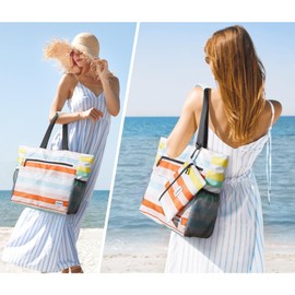 G4Free Large Beach Bag for Women Waterproof Sandproof Beach Tote Bag with Makeup Bag Zipper Pocket