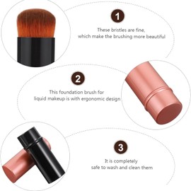 2 Piezas Brocha Telescópica Para Base De Maquillaje Cepillo De Polvo Retráctil Cepillo Para Polvos Sueltos Rubor Portátil El Plastico Rojo Cosmético Polvo Suelto