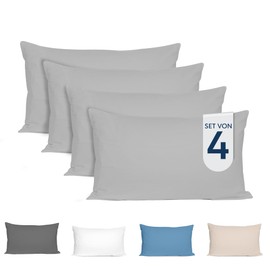 Dreamzie Cushion Cover 40 x 80 cm (Set of 4) – 100% Jersey Cotton 150 g/m² Pillowcases – Grey – For Cushions 40 x 80 cm – Cushion Cover – Cushion Cover – Cushion Cover – Resistant and Hypoallergenic –