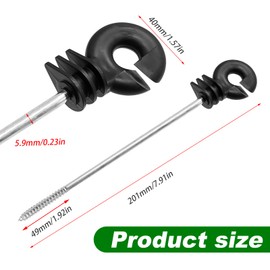 25PCS Straight Electric Fencing Insulators Ring Insulator Long Arm Multi Purpose Insulator for Wooden Post for Polytape Polywire Tape Rope Electric Wire