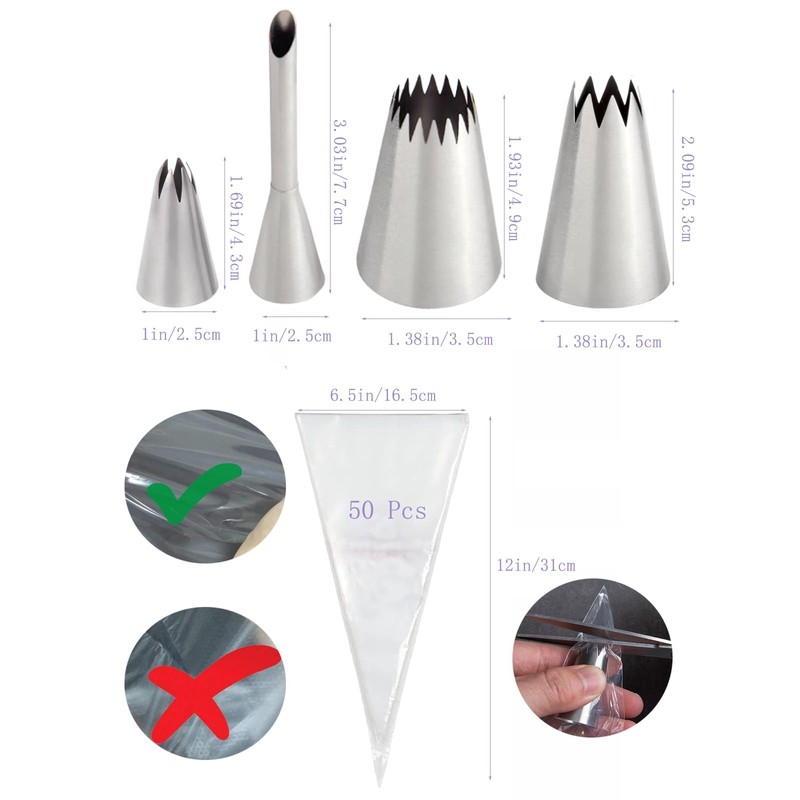 Churro Making Kit – 54 Pcs Large Piping Tips and