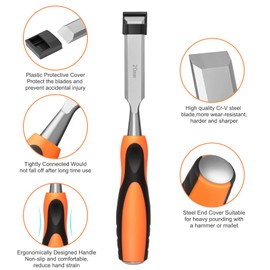 4 Piece Wood Chisel Sets Woodworking Tools Set, Wood Chisels for Woodworking with Steel Hammer End, Wood Tools Chisel Set Woodworking with Ergonomic Plastic Handle