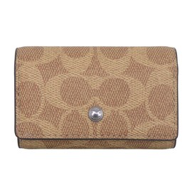 Coach FCAR00 CAR00 Signature Coated Canvas 5 Row Key Case, Women's, Men's, Outlet Product, Brand, Parallel Imported, tan