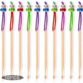 10pcs Bamboo Ear Pick Ear Cleaner Earwax Curette Remover Earpick Tool Hanging Clean Tool for Adult Children
