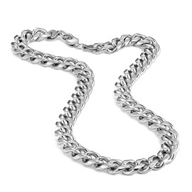 Urban-Jewelry Ultra Thick and Wide Stainless Steel Men's Chain Necklace (Silver, 13 mm width) (53.3)