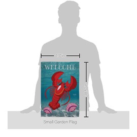 Breeze Decor GS107026-BO Lobster Coastal Sea Animals Decorative Vertical Banner Pole, Garden Flag Set 13"x 18.5" w/Flagpole, Multi-Color