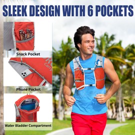 Lightweight Running Vest for Women and Men Hydration Backpack Pack with 1.5L Water Bladder Bag for Hiking Trail Running Gear Cycling Marathon (Orange)