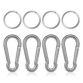 flintronic Carabiner Clip Heavy Duty M6x60mm, 4PCS 304 Stainless Steel Spring Snap Hooks Carabiner Clip, Locking Carabiners for Hammock Swing Set Outdoor Travel Camping Fishing Hiking