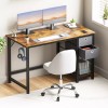 NEWBULG 40-47" Computer Desk with Storage Drawers,Small Office Desk Modern