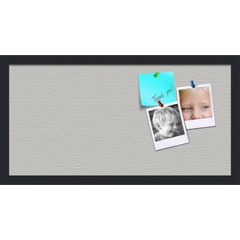 PinPix 24x12 Inch Cork Bulletin Board. This Decorative Framed Pin Board Comes with Light Stone Design and a Satin Black Frame. Ideal for Home Office Decor or Message Board (PinPix-1809)