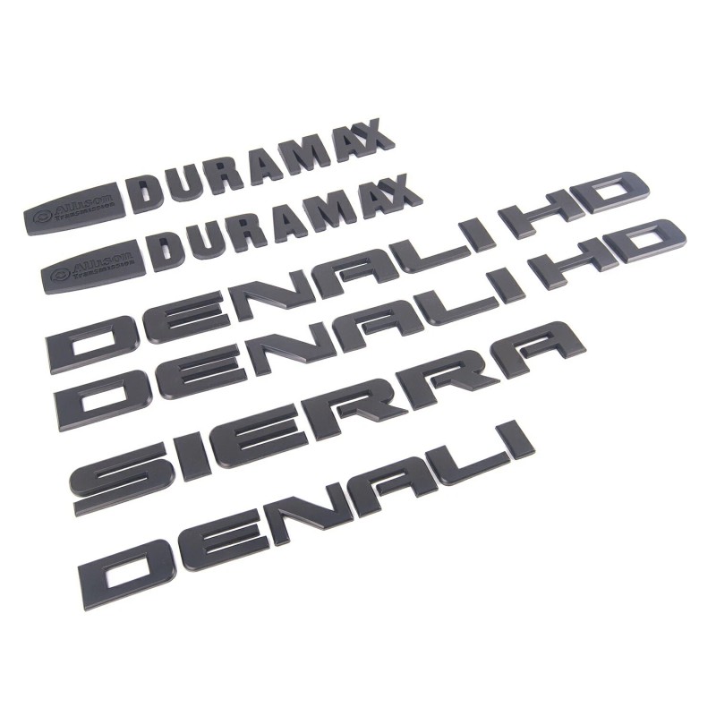 GM 6PCS 2011-19 Matte Black GMC Sierra Denali Emblem Duramax