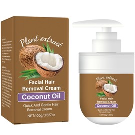 Coconut Oil Facial Hair Removal Cream for Women Contains natural oils for the face No irritation to the chin and upper lip Gentle and painless for all skin types / 여성용 코코넛 오일 페이셜 제모 크림 천연 오일이 함유된 얼굴 턱 윗입술 자극 없음 모든 피부 타입의 순하고 통증 없는