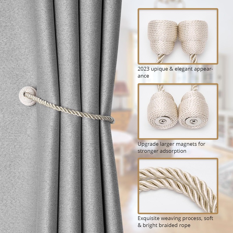 Pretty Jolly 2 Pack Strong Magnetic Curtain Tiebacks Handmade Weave