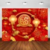 Withu Happy Chinese New Year Backdrop 2025 Red Gold Lantern