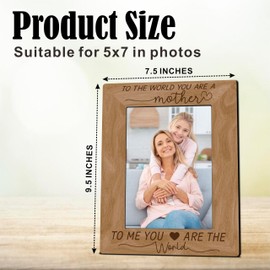 Mother Wooden Frame Suitable For 5x7 Inch Photo - To The World You Are A Mother...- Modern Farmhouse Home Tabletop Shelf Display Picture Frame - Housewarming Birthday Keepsake Gift For Family - A06