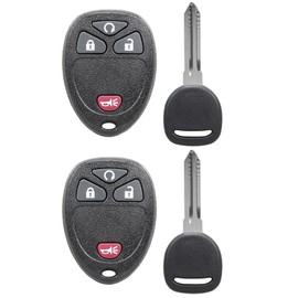 Keyless Entry Remote Replacement for GMC Sierra/for Chevy Silverado Traverse Equinox Avalanche/for Pontiac Torrent/for Saturn Outlook Vue (OUC60270, OUC60221) with Uncut Trunk Car Key Fob-2 Pack