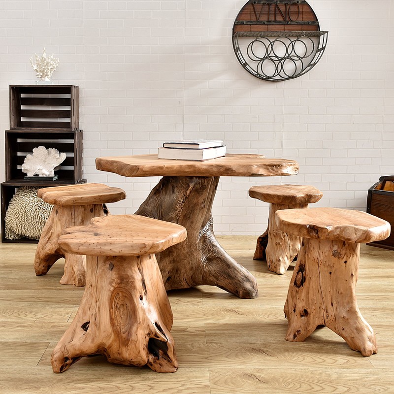 WELLAND Natural Cedar Stump Stool, 14" End Table, Live Edge