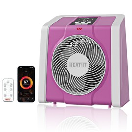 HEATIT Space Heater with Remote for Indoor, Digital Display with Thermostat,Containing Plasma & Ozone, 1-12H Timer, 1500W/750W,Electric Space Heater for Office, Bedroom,Pink