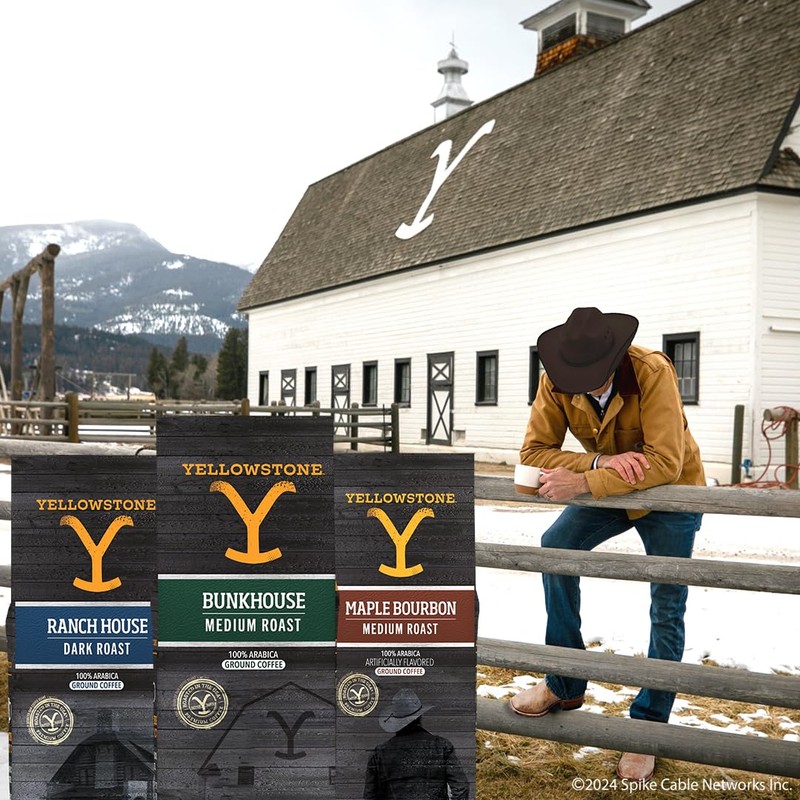 Yellowstone Maple Bourbon Medium Roast Coffee,100% Arabica Ground Coffee, 12