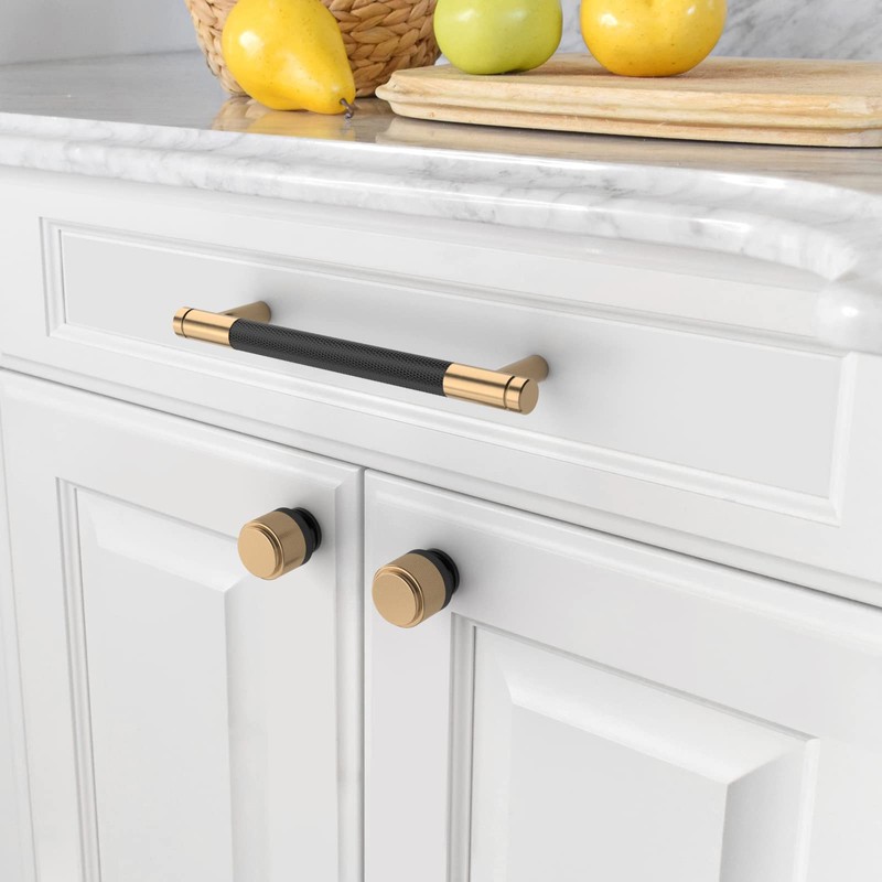 Amerdeco 10 Pack Matte Black Gold Cabinet Pulls 5 Inch