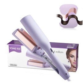 32mm (1.25") Wave Curling Iron, Hair Curling Iron with Anti-Scald Hair Crimper, Fast Heating Curling Wand for Women, 4 Temp Settings, Crimper Hair Iron for Wide Deep Waves (Purple)