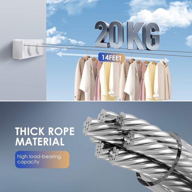 Contraxump Scalable Clothesline Extendable with High Load Capacity, Extendable Washing
