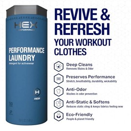 HEX Performance Laundry Detergent, Fresh & Clean, 100 Loads (Pack of 2) - Designed for Activewear, Eco-Friendly, Concentrated Formula