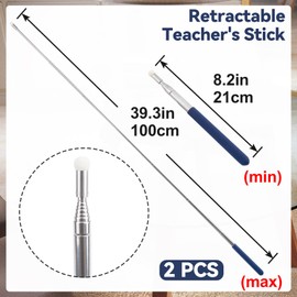 PAGOW 2 Pcs Retractable Pointer Sticks 39.3", Extra Long Pointer Stick, Student Telescopic Pointing Sticks, Extendable School Supplies for Reading, Classroom (Blue)
