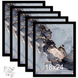 OMAIGAR 18x24 Picture Frame Set of 5, Black Photo Frames for 18 by 24 Poster Photo Canvas Certificate, High Transparent Acrylic Frame on Wall Desktop Horizontal Vertical 18 x 24