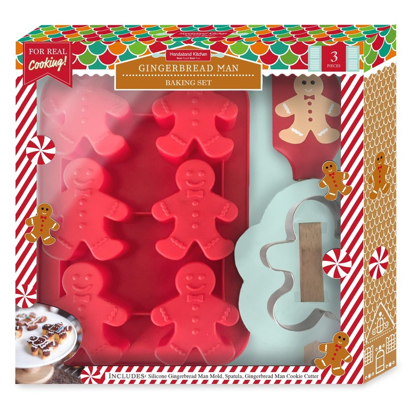 Handstand Kitchen Gingerbread Man 3-piece Cookie and Cupcake Baking Set