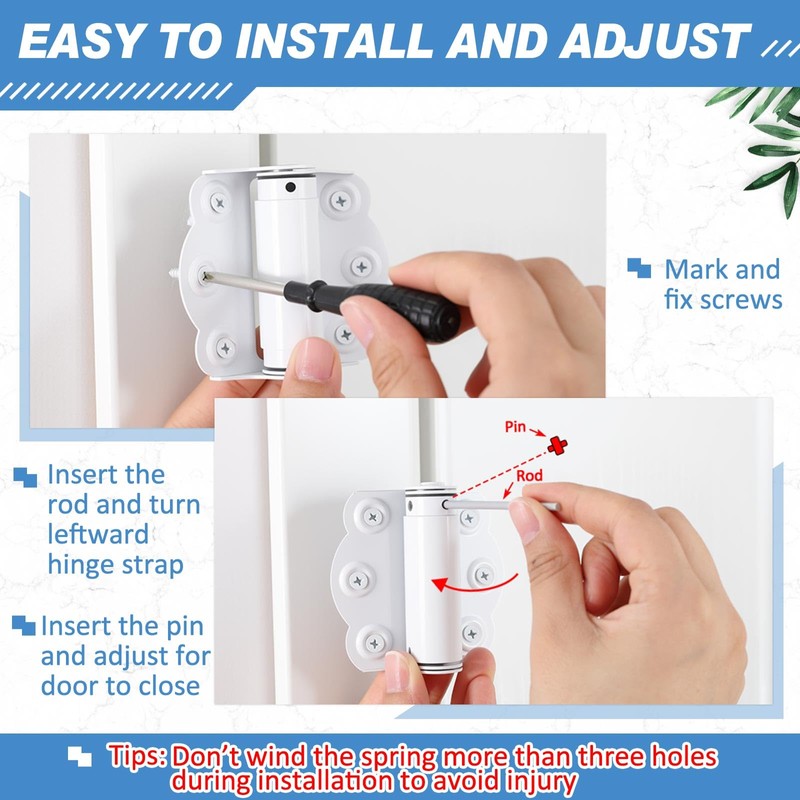 Zonon 6 Pack White Self Closing Screen Door Hinge 2