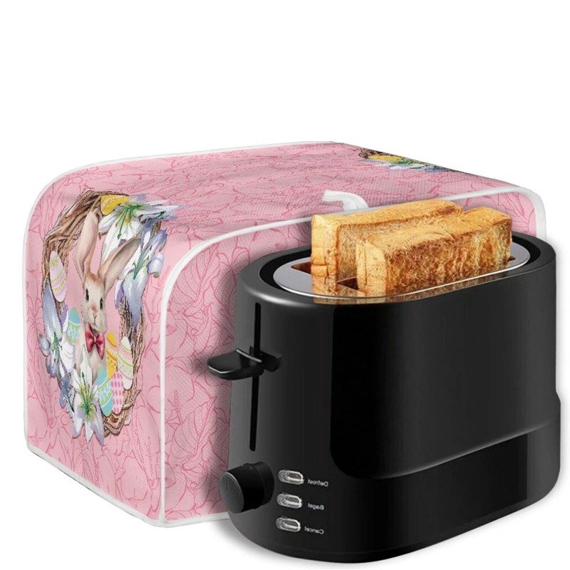 NETILGEN Easter Flower Wreath Cute Rabbit 4 Slice Toaster Dust