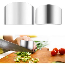 2 Pcs Single and Double Finger Guards for Cutting, Stainless Steel Finger Guard,Multifunctional Finger Guards for Cutting Food, Finger Protectors Finger Guard, Finger Protector (Silvery, One Size)