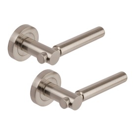 Excel Architectural XL3844 Astral Passage Door Handles on Round Rose, Satin Nickel