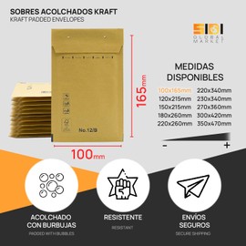 Padded Envelopes, Bubble Mailers, Kraft Bubble Padded Envelopes with Self-Seal Seal, Clothing Shipping Bags, Kraft Padded Envelopes - SIDI (100x165mm, 20 pcs)