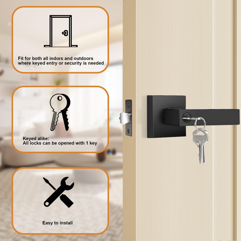 Probrico Door Handles Keyed Alike Heavy Duty Exterior and Interior