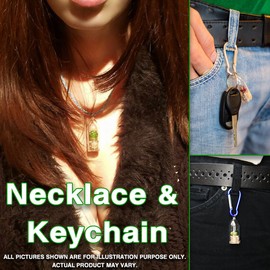 Flower Necklace Terrarium Live Succulent - Pinky - Live Cacti Succulent Plant Necklace Keychain- Living Plants Neckalce Terrarium Capsule - Boo-Boo Plant (Pinky, with Silver Clip)