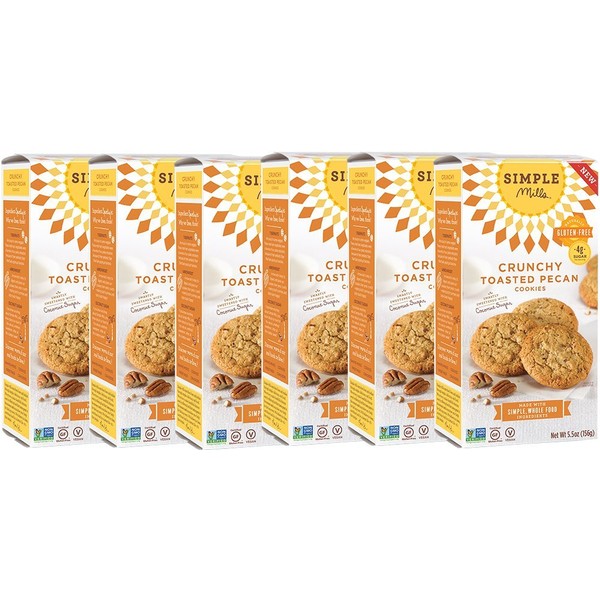 Simple Mills Almond Flour Toasted Pecan Cookies, Gluten Free and Delicious Crunchy Cookies, Organic Coconut Oil, Good for Snacks, Made with whole foods, 6 Count (Packaging May Vary)