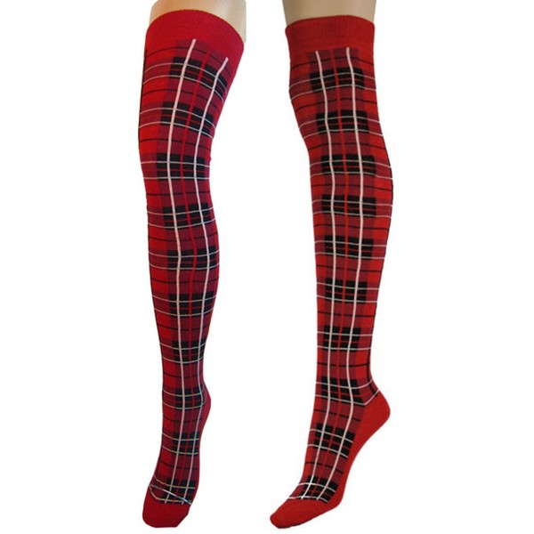 Tartan Check Pattern, Designer Over The Knee Socks, Girls Tartan