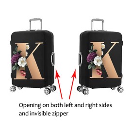 WUJIAONIAO Stretch Printed Suitcase Cover Washable Luggage Protector Fits 18-32 Inch Luggage Letter pattern (M (for 22-24 inch luggage), Letter K)