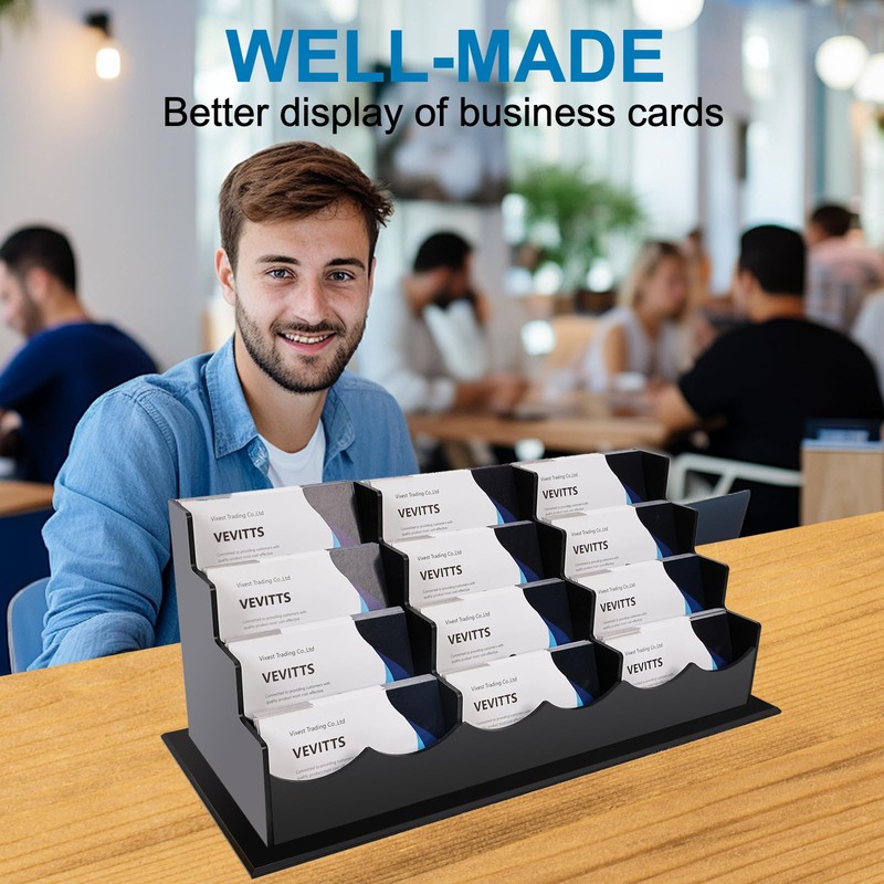 Vevitts 12 Pockets Acrylic Business Card Holder Acrylic Stand Desktop