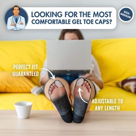 Dr. Frederick's Original Soft Gel Toe Protectors - 12 Pieces - Cushioning Toe Caps - Medium