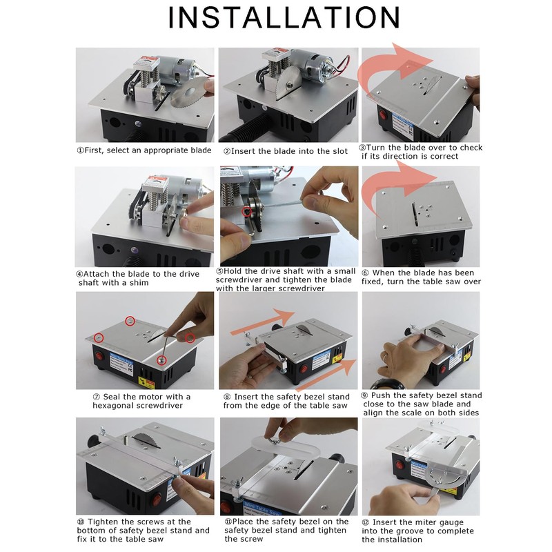 Mini Table Saw, RTOVZON 96W Mini Desktop Electric Saw Cutter