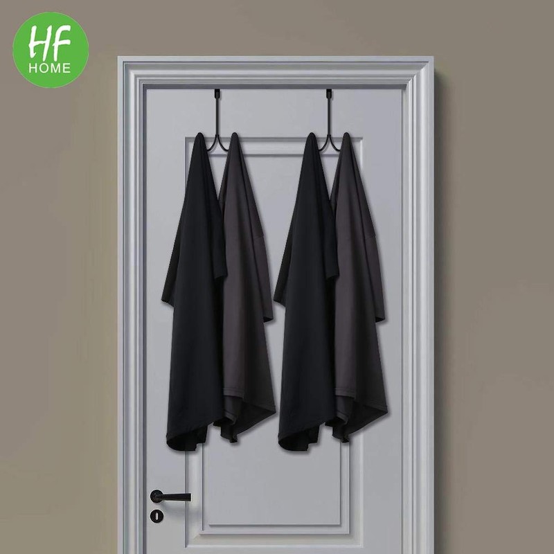 HFHOME 2Packs Over The Door Double Hanger Hooks, Metal Twin