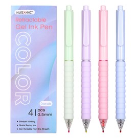 huesamhi gel pens,4pcs 0.5mm Quick Dry Retractable Pens Fine Point Gel Ink for Writing, Ideal Office School Desk Accessories Gift