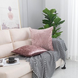 ZIMEL HOMES Pack of 2 Crushed Velvet Cushion Covers 43 cm, 50 cm, 55 cm, 60 cm Soft Square Cushion Covers for Sofa Bed Couch Pillow Case
